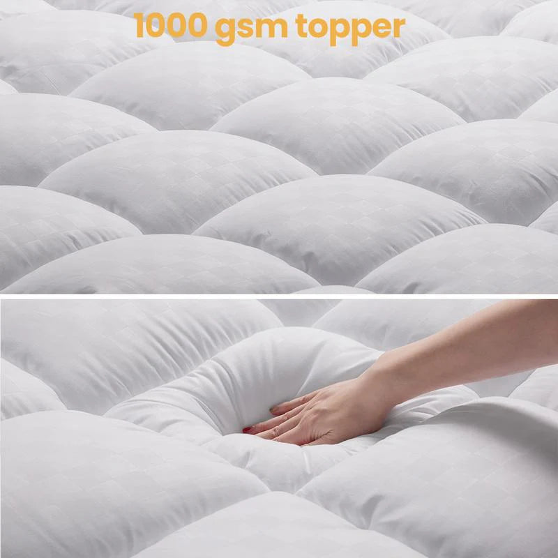 Hotel-Grade 1000GSM Ultra Plush Mattress Topper – Extra Thick, Cool & Cloud-Soft